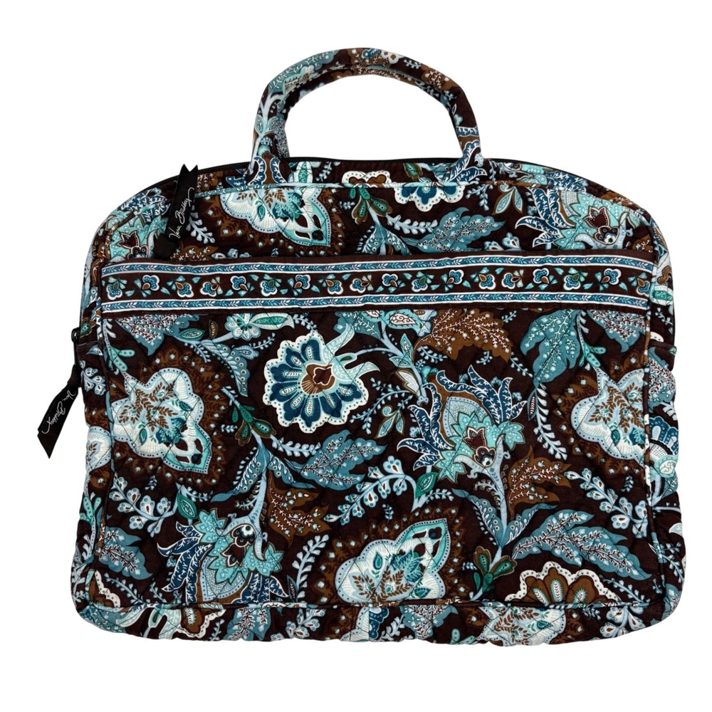 Vera Bradley Laptop Sleeve Java Blue Pattern Quilted Padded Tech Bag Case